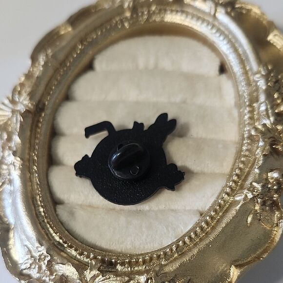 Cute Pink Enamel Pin with Bunny and Cat - Picture 3 of 3